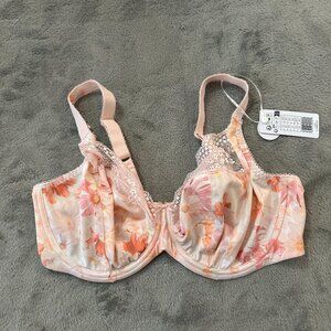 NWT Elomi Lucie Bra Women's size 36H Pink Lace Floral Underwire Plunge